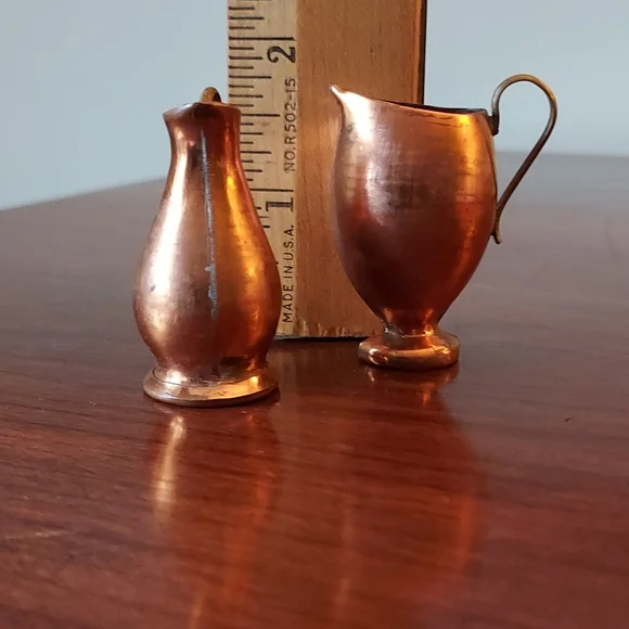 Mini Italian copper dollhouse decor cool copper water jugs with handle ITALY - Picture 5 of 6